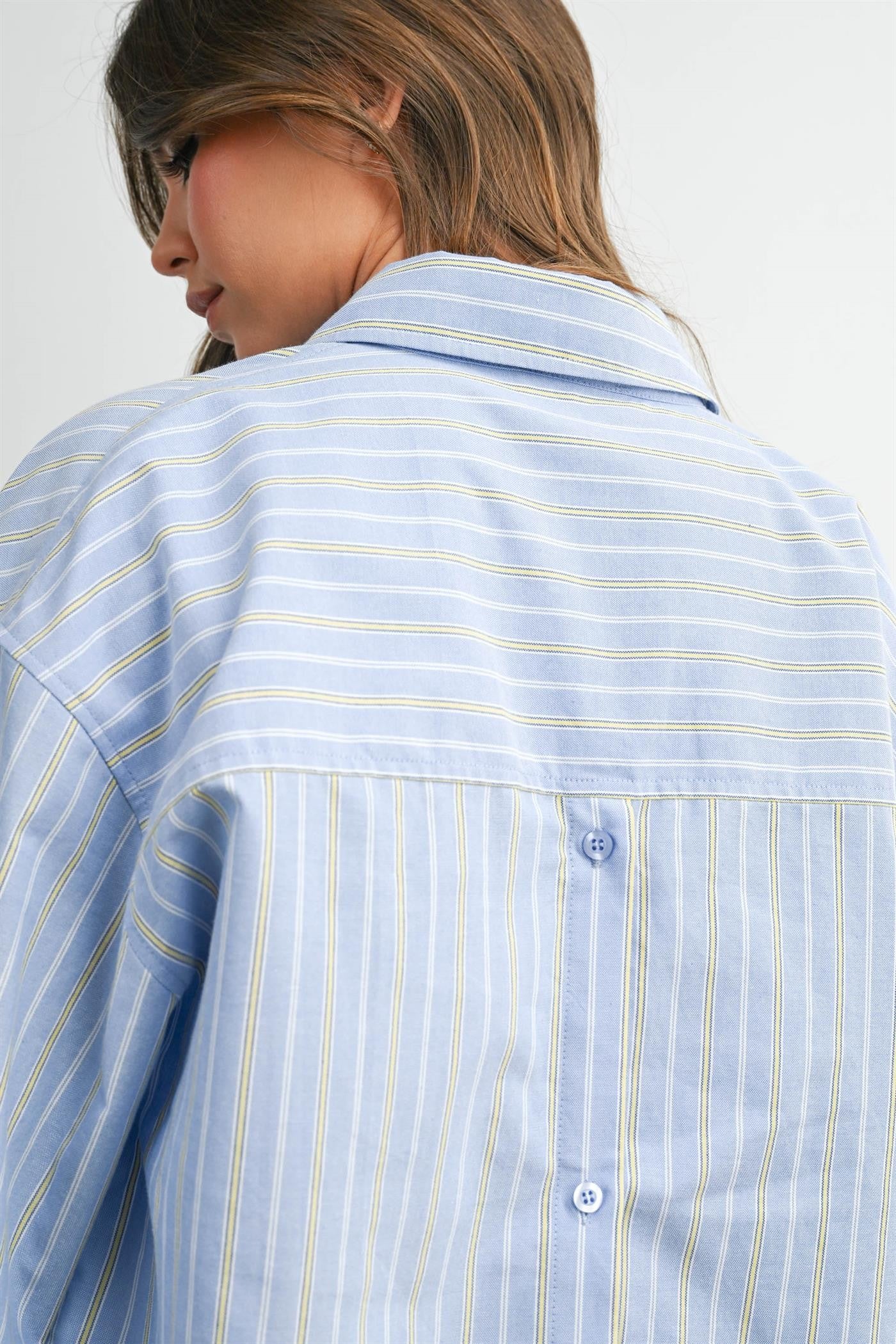 Blue Striped Long Sleeve Button Down Shirt