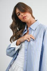 Blue Striped Long Sleeve Button Down Shirt