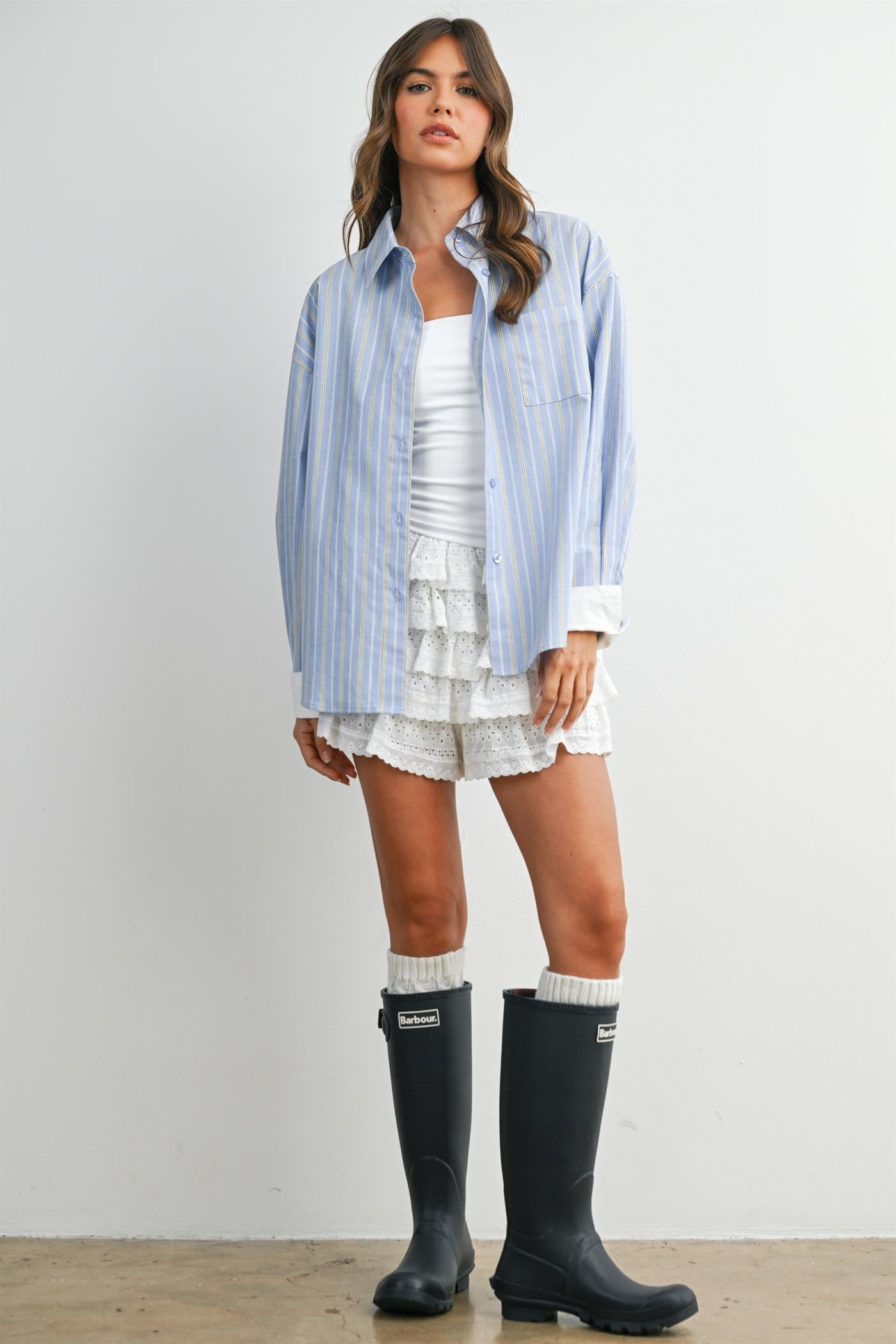 Blue Striped Long Sleeve Button Down Shirt