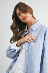 Blue Striped Long Sleeve Button Down Shirt