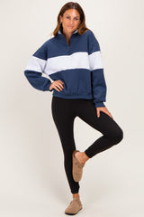 Navy Colorblock Quarter Zip Sweatshirt