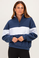 Navy Colorblock Quarter Zip Sweatshirt