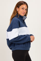 Navy Colorblock Quarter Zip Sweatshirt