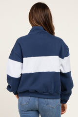 Navy Colorblock Quarter Zip Maternity Sweatshirt
