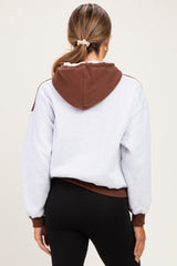 Brown Colorblock Maternity Pullover Hoodie