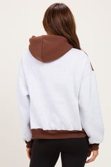 Brown Colorblock Pullover Hoodie