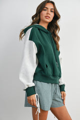 Hunter Green Colorblock Pullover Hoodie
