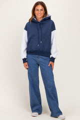 Navy Colorblock Pullover Hoodie