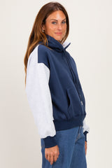 Navy Colorblock Pullover Hoodie