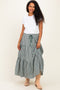 Olive Gingham Tiered Maternity Maxi Skirt