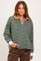 Hunter Green Striped Long Sleeve Polo Shirt