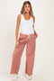 Mauve Drawstring Checker Plaid Maternity Pants