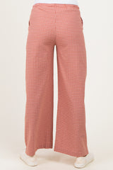 Mauve Drawstring Checker Plaid Maternity Pants