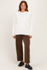 Ivory Waffle Knit Side Slit Sweater