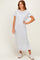 Ivory/ Heather Grey Striped Short Sleeve Maxi Dress