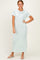 Ivory/ Mint Striped Short Sleeve Maxi Dress