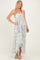 Cream Hi-Lo Spaghetti Strap Paisley Ruffle Maxi Dress