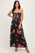 Black Floral Thin Strap Midi Dress