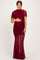 Burgundy Draped Bodice Ruched Mesh Maternity Maxi Dress