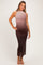 Coffee Ombre Mesh Ruched Sleeveless Maternity Midi Dress