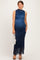 Navy Ombre Mesh Ruched Sleeveless Maternity Midi Dress