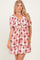 Rose Floral V Neck Puff Sleeve Ruffle Mini Dress