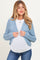 Blue Dolman Sleeve Boho Cable Knit Maternity Cardigan