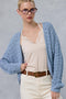 Blue Dolman Sleeve Boho Cable Knit Cardigan