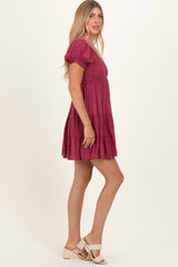 Dried Rose Smocked Eyelet Lace Mini Dress