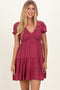 Dried Rose Smocked Eyelet Lace Mini Dress