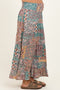 Teal Patchwork Print Smocked Waistband Maternity Maxi Skirt