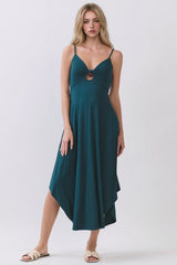 Hunter Green Solid V-Neck Cami Dress