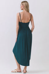 Hunter Green Solid V-Neck Cami Dress