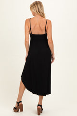 Black Solid V-Neck Cami Maternity Dress
