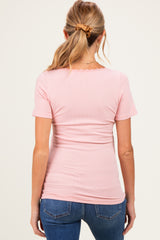 Blush Lace Trim Ribbed Maternity Top