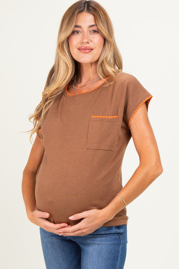 Copper Contrast Stitch Knit Maternity Top