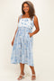 Blue Ivory Plus Floral Tie Shoulder Woven Midi Dress