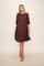 Brown Printed Textured Pleated Midi Dress