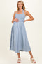 Blue Striped Smocked Halter Maternity Midi Dress