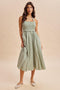 Eucalyptus Striped Smocked Halter Midi Dress