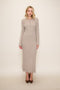 Taupe Long Sleeve Button Detail Sweater Dress