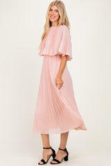 Blush Pleated Cape Midi Dress