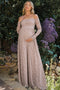 Mocha Floral Lace Long Sleeve Off Shoulder Maternity Maxi Dress