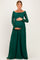 Hunter Green Floral Lace Long Sleeve Off Shoulder Maternity Maxi Dress