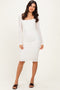 Ivory Long Sleeve Fitted Lace Dress