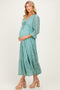 Blue Floral Lace 3/4 Ruffle Sleeve V-Neck Maternity Maxi Dress
