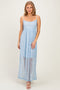 Light Blue Sleeveless Lace Maxi Dress