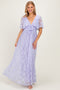 Lavender Lace Flutter Sleeve Tiered Maxi Dress