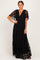 Black Lace Flutter Sleeve Tiered Maxi Dress