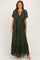 Olive Lace Flutter Sleeve Tiered Maxi Dress
